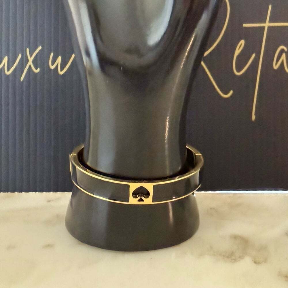 Kate Spade Black & Gold Spade Hinged Bangle Bracelet